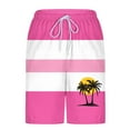 thumbnail image 4 of QQAMB Men Shorts Plus Size Elastic Waisted Strip Printed Palm Graphic Printed Summer Loose Comfy Shorts with Pocket Hot Pink S, 4 of 5