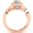 thumbnail image 3 of Three Stone Aquamarine Diamond Peekaboo Halo Engagement Ring In 14k Rose Gold, 3 of 6