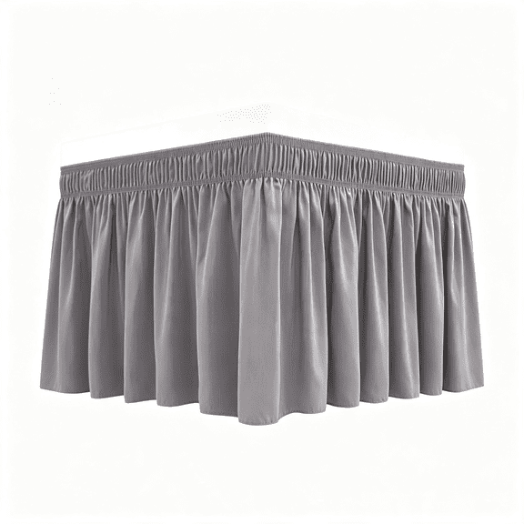 AUQ Wrap Around Bed Skirts for Twin&Twin Xl Beds 22" Long Drop,Silver Grey Adjustable Elastic Dust Ruffles Easy Fit Wrinkle Resistant Silky Luxurious Fabric Machine Washable