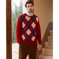 thumbnail image 4 of Kallspin Men's Argyle Crewneck Knit Sweater Wool Blend Long Sleeve Pullover Sweaters(Burgundy Red,3X-Large,Tall), 4 of 7