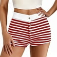 thumbnail image 2 of Lightning Prime Today! lcziwo Low Rise Shorts for Women Colorblock Button Front Striped Casual Shorts Trendy Y2k Streetwear Shorts Red S, 2 of 5