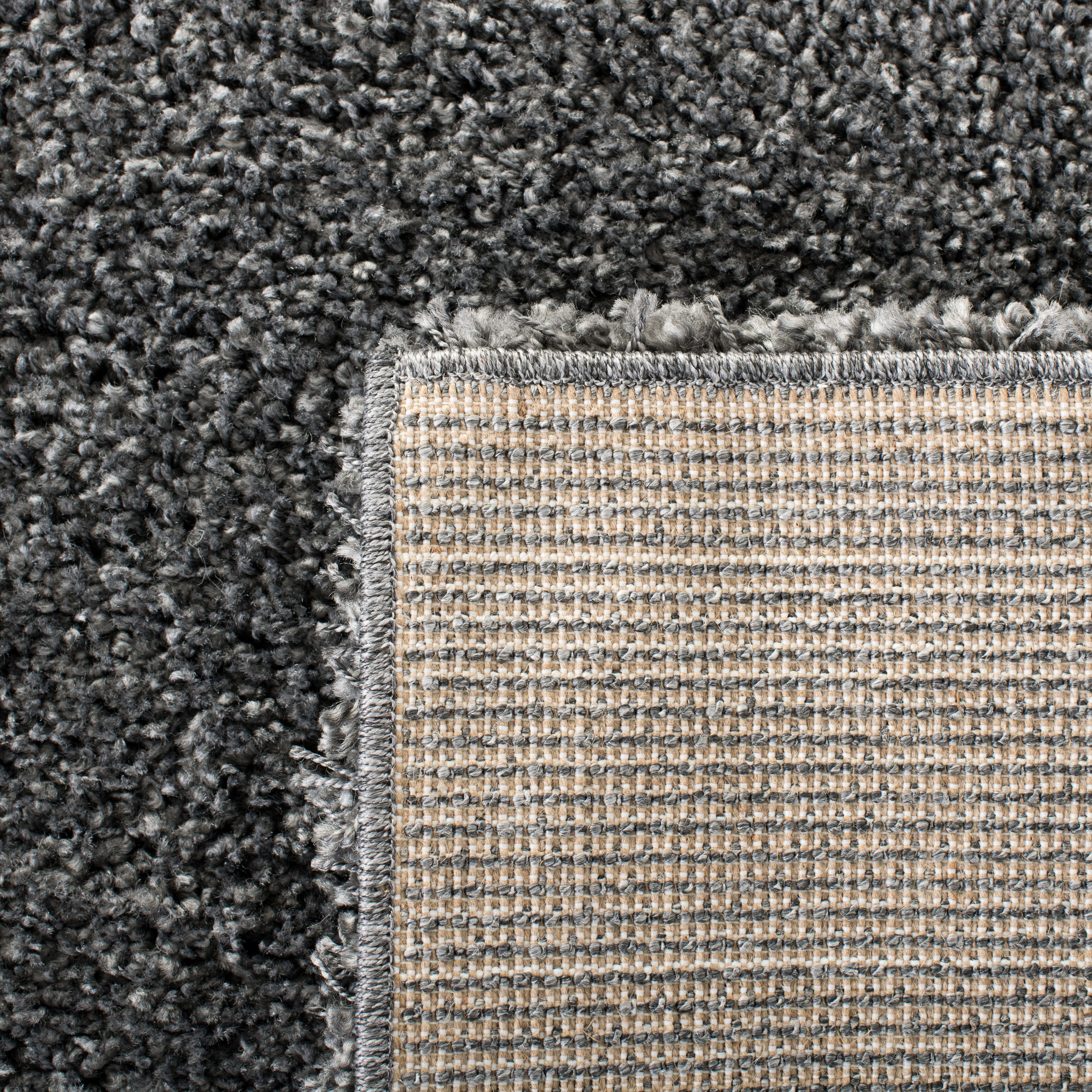 SAFAVIEH California Plush Solid Shag Area Rug, Dark Grey, 5'3" x 5'3" Round - Modern Design, Dark Grey, Non-Shedding & Easy Cleaning, Ultra Plush Thick Pile, Ideal for Living Room, Bedroom