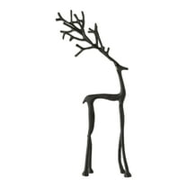 HIELLFQ Christmas Decorations-Set of 2 Black Reindeer Statues Elegant Metal Reindeer Christmas Decor Ideal for Mantel Living Room Bedroom Office A