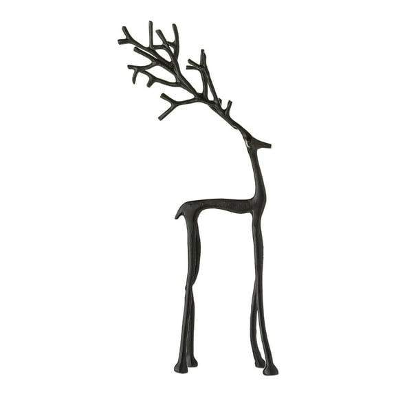HIELLFQ Christmas Decorations-Set of 2 Black Reindeer Statues Elegant Metal Reindeer Christmas Decor Ideal for Mantel Living Room Bedroom Office A