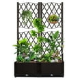 thumbnail image 3 of Tcbosik Garden Bed Planter with Trellis, Outdoor Standing Planter Box with Drainage Holes for Patio Porch Balcony, Brown, 3 of 15