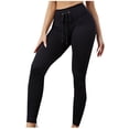 thumbnail image 1 of Yuyuzo Leggings for Women Drawstring High Waisted Workout Tights Butt Lifting Ribbed Gym Running Yoga Pants, 1 of 4