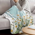 thumbnail image 3 of Spring Daisy Blanket Soft Cozy Warm Throw Blanket for Couch, Plush Fuzzy Flannel Fleece Blankets for Sofa, Watercolor Botanical Flowers Blue Striped Bed Blankets Lightweight Gifts for Women, 50"x60", 3 of 9