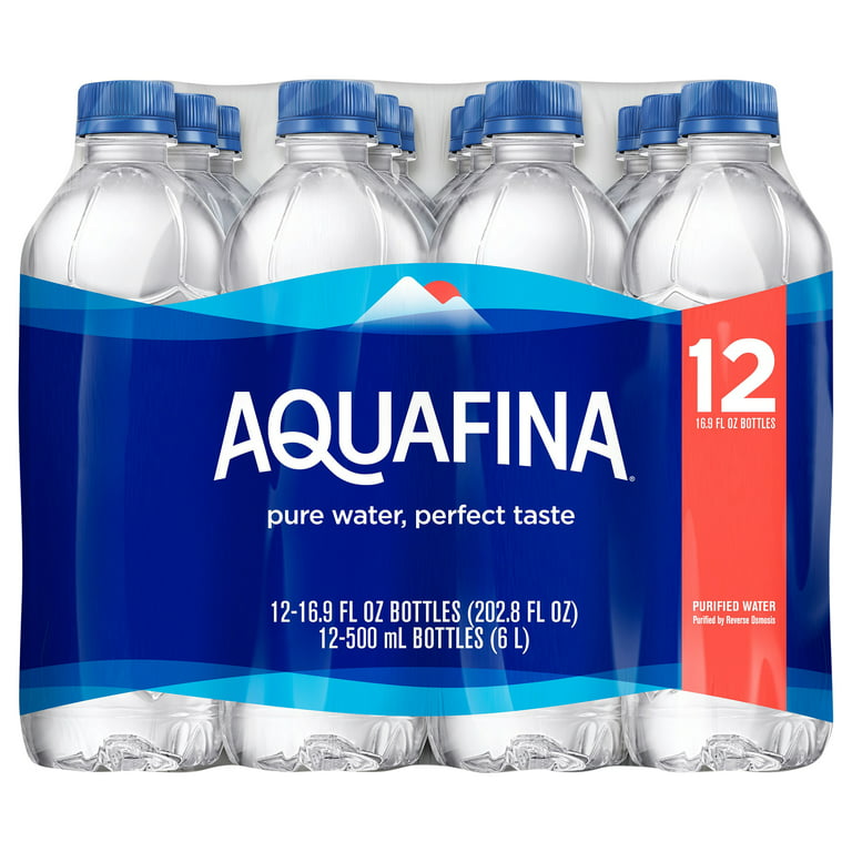 Aquafina Purified Bottled Drinking Water, 16.9 oz, 12 Pack Bottles