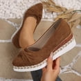 thumbnail image 2 of Women's Suede Pointed Toe Wedge Pumps, Raffia Trim Wedge Heel Dress Shoes, Plus Size Comfortable Wedge Heel Shoes for Spring Summer Wear, 2 of 10