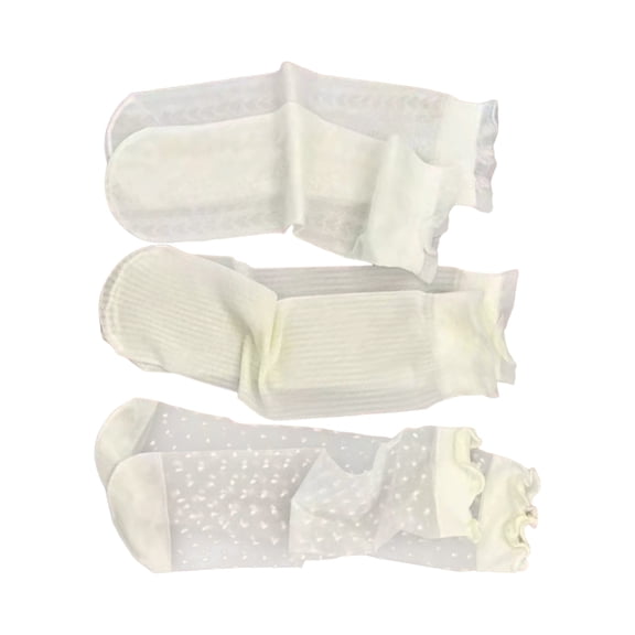 AntiSlip Ankle Socks for Little Girl Fashion Ruffle Lace Trim Short Socks Ice Silk Socks Hosiery for Spring 3Pack