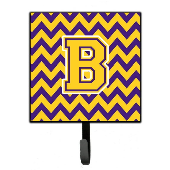 Carolines Treasures CJ1041-BSH4 Letter B Chevron Purple and Gold Leash or Key Holder Single Hook multicolor