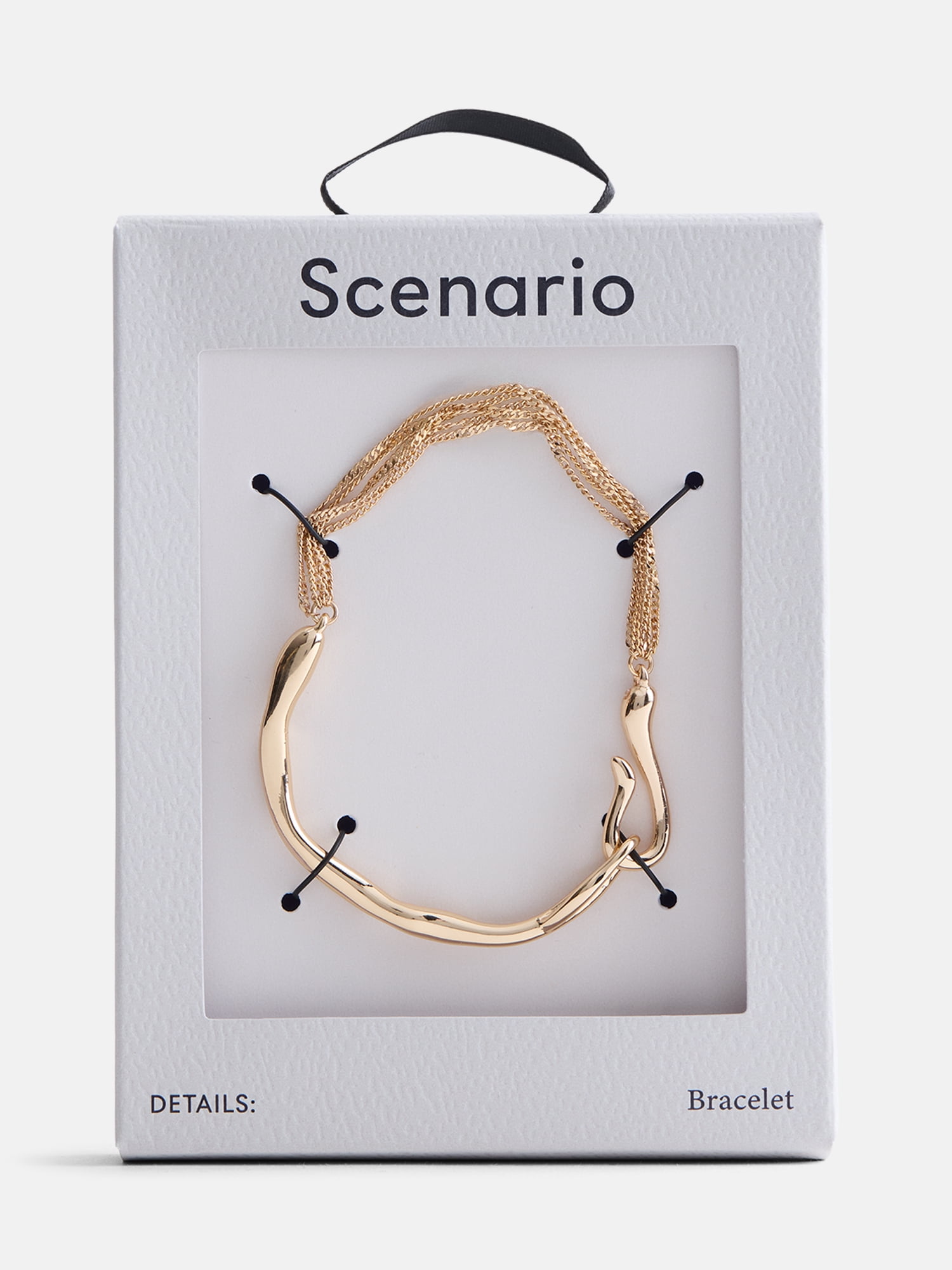 Scenario Women's Gold-Tone Chain Bracelet with Sculpted Bar