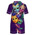 thumbnail image 4 of Puntoco Conjunto de pijama cómodo para mujer, blusa de manga corta con estampado de carnaval a la moda para mujer, traje de pijama con pantalones cortos a la moda, 4 of 5