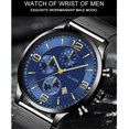 thumbnail image 5 of Fsqjgq Mens Watches Waterproof Stainless Steel Mesh Band Date Digital Analog Watch Casual Dress Wristwatch H, 5 of 9