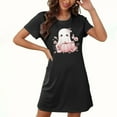 thumbnail image 4 of Sakmal Nightgowns for Women Cute Halloween Sleep Dress Black Ghost and Pumpkin Print Short Sleeve Nightgowns, 4 of 5