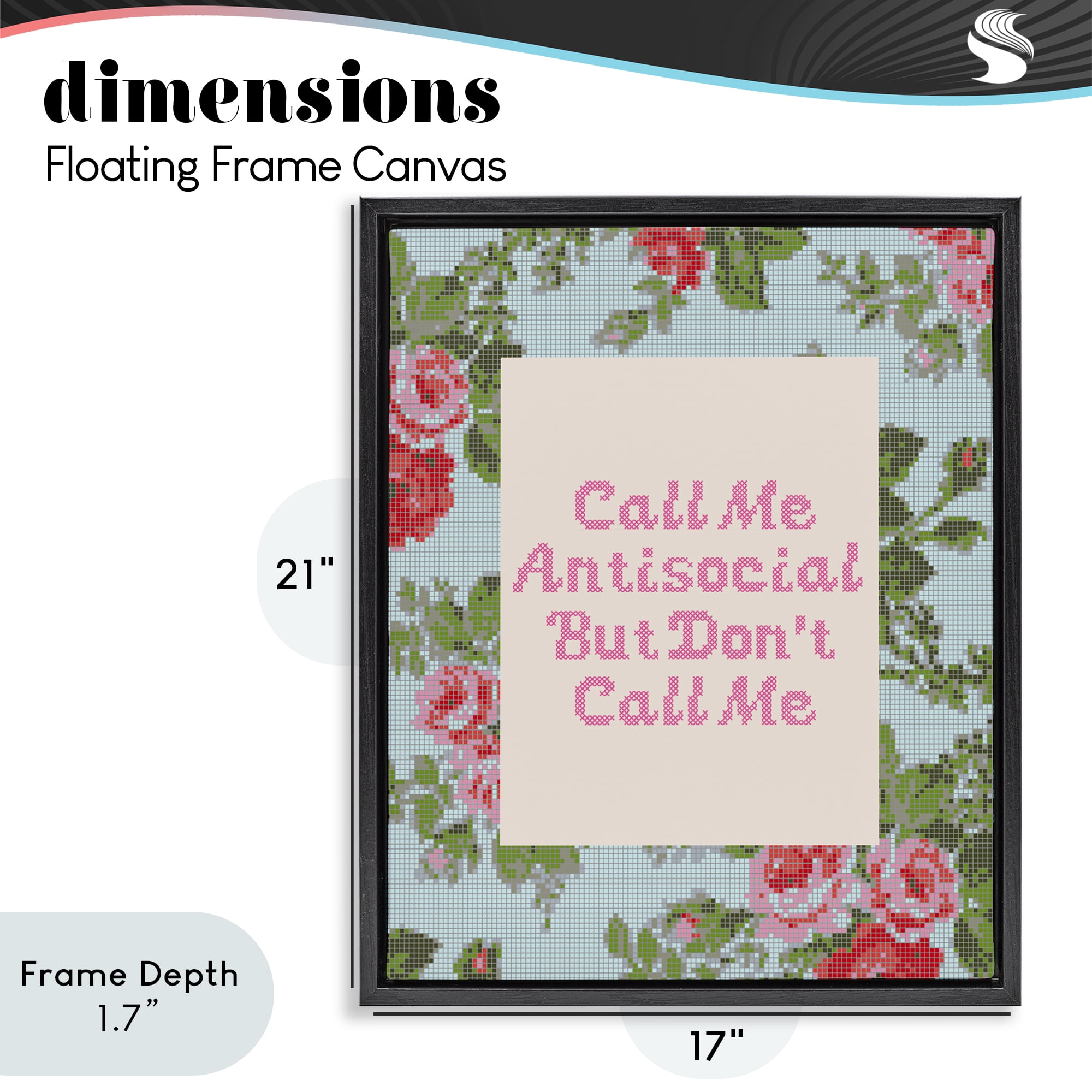 Stupell Industries Don't Call Me Vintage Florals Black Framed Floater Canvas Wall Art, design by Lil' Rue
