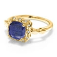 thumbnail image 2 of Gem Stone King 2.10 Ct Blue Lapis White Created Sapphire 18K Yellow Gold Plated Silver Ring, 2 of 6