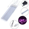 thumbnail image 5 of Falling Rain Lights Meteor Shower Lights Christmas Lights 30cm 8 Tube 144 LEDs, Falling Rain Drop Icicle String Lights for Christmas Trees Halloween Decoration Holiday Wedding - Purple, 5 of 7