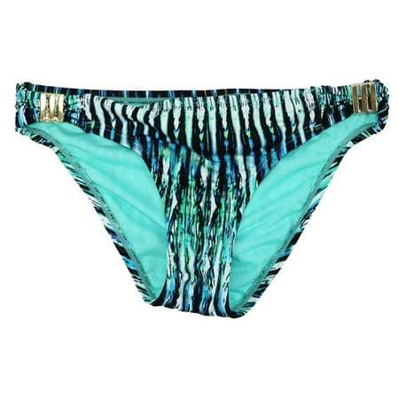 - Bar III Hipster Bikini Bottom Brief Gold Tone Hardware Accented, Blue, XS