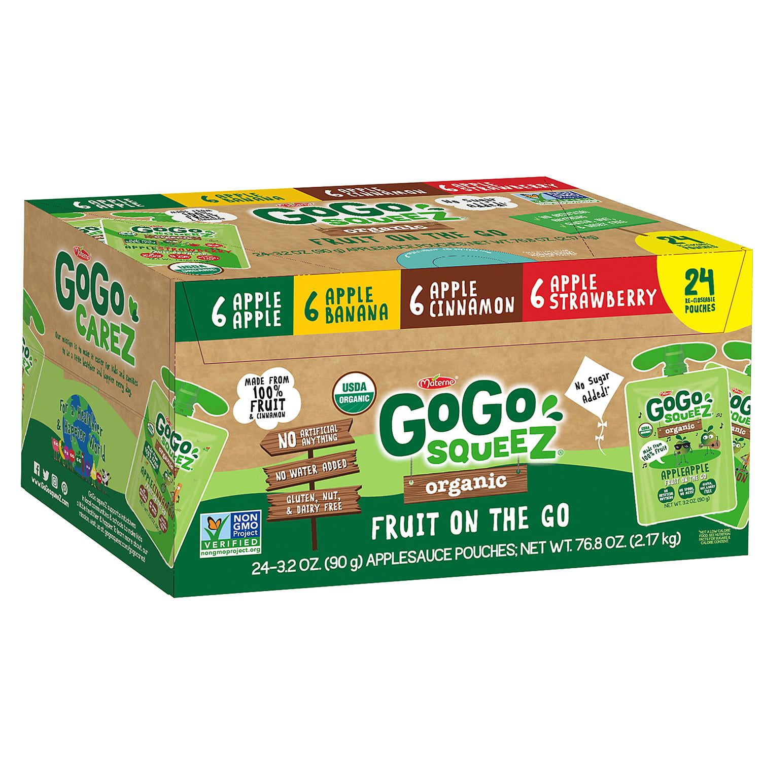 GoGo squeeZ Applesauce Pouches, Apple Apple, Apple Peach, Gimme Five, 20  Pack