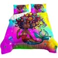 thumbnail image 1 of Mermaid Twin Comforter Set for Girls,Black Girls Bedding Set Afro Girl, 1 of 6