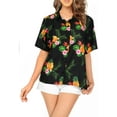 thumbnail image 5 of HAPPY BAY Hawaiian Shirts Womens Casual Summer Beach Party Blouses Shirt Floral Blouse Short Sleeve Tropical Vacation Dress Button up Shirts for Women S Pineapple, Black, 5 of 5