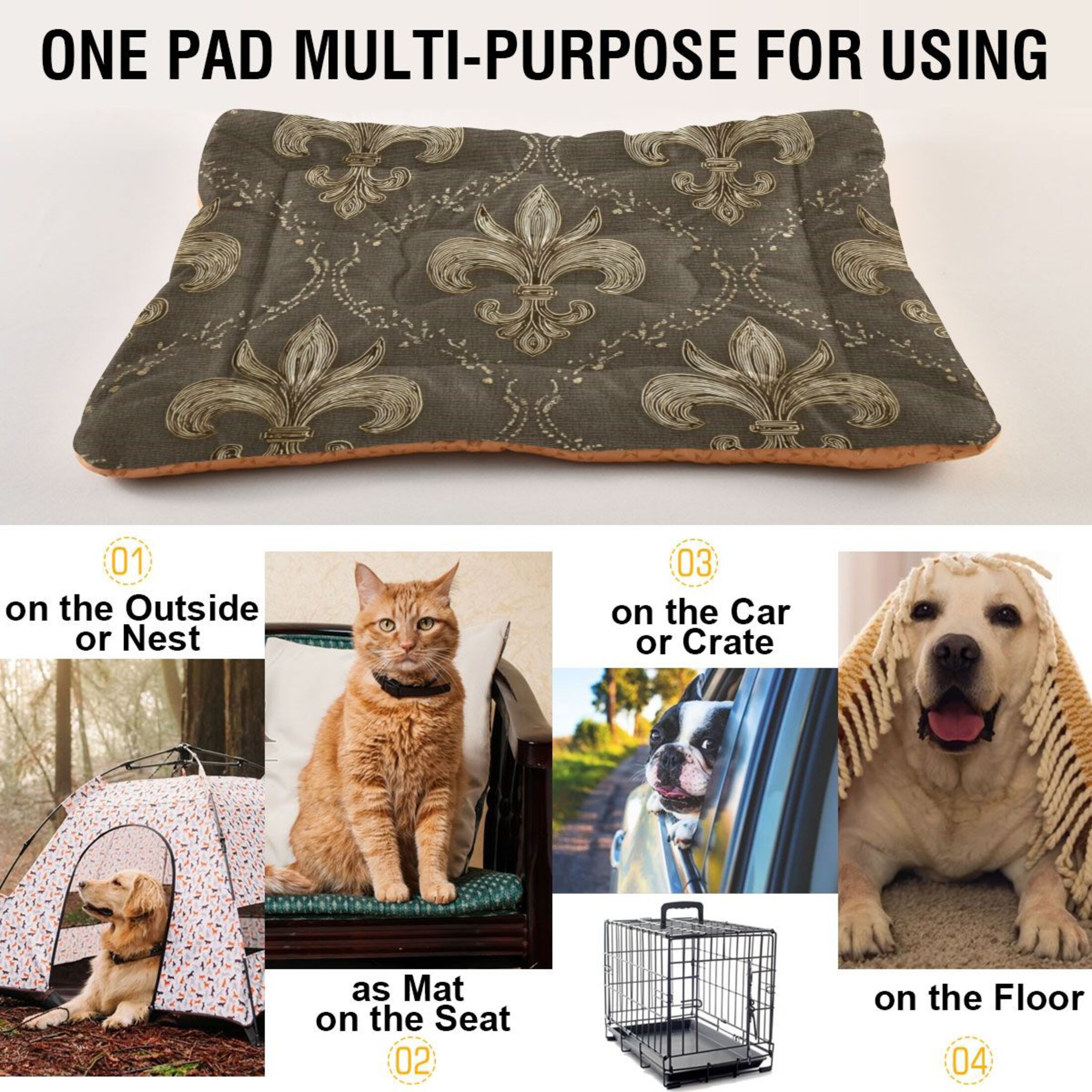 Cozy Mat Pet Bed Indoor Outdoor Warm Soft For Cat Dog Puppy(S/M) Harmonious Pattern