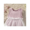 thumbnail image 5 of Chollius Newborn Baby Girl Dress Casual Solid Color Sleeveless Love Heart Bowknot Lace Tulle Triangle Jumpsuit, 5 of 9