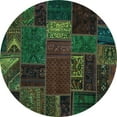 thumbnail image 1 of Ahgly Company Indoor Round Oriental Turquoise Blue Modern Area Rugs, 6' Round, 1 of 4