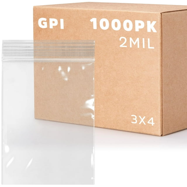 Bolsas reutilizables de plástico transparente con cierre GPI Case 1000 de 7,62 x 10,16 cm