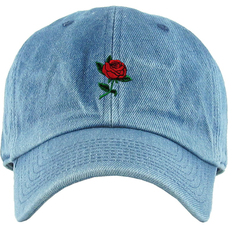 Bedstefar sne roman Rose Embroidered Dad Hat Flower Cotton Adjustable Baseball Cap - Walmart.com