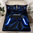 thumbnail image 2 of Castle Fairy Child Teens Adults Blue Gamepads Twin Sheet Sets 3pcs,Abstract Futuristic Cubes Video Game Twin Fitted Sheet Microfiber,Neon Lights Gamer Breathable Flat Sheet,Breathable Home Decor, 2 of 7