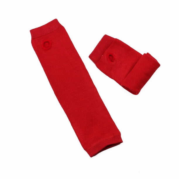 Nvzi Guantes largos sin dedos a rayas, calentadores de brazos tejidos de invierno para punk rock, cosplay, gótico y fiestas navideñas, color rojo