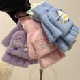 thumbnail image 2 of Guantes Sanrio para niños, guantes de invierno con medio dedo, guantes sin dedos para niñas, dibujos animados, estudiantes de escuela primaria, escritura, 2 of 5