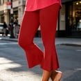thumbnail image 2 of JIA JIA SHUANG Workout Pants Women Stretch High Waist Yoga Running Capri Trousers Slim Fit Flared Pants for Daily Wear(Red,X-Large), 2 of 6