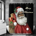 thumbnail image 3 of Black Santa Shower Curtain, Christmas Claus Merry Xmas Pattern Snowflake Pine Tree Holiday Bath Curtain Waterproof Fabric with Hooks for Home Decor, 72Wx72H, 3 of 6