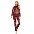 thumbnail image 4 of Family Pajamas Matching Sets - 2 piece Red Christmas Tree Print Long Sleeve Tops + Pants Loungewear Sets, Funny Cartoon Family Christmas Pajamas for Christmas Eve for M Pjs, 4 of 5