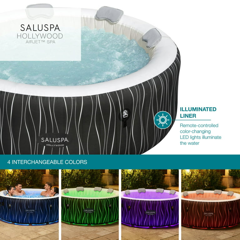 SaluSpa Hollywood AirJet Inflatable Hot Tub Spa with Color-Changing LED  Lights 4-6 Person 