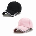 thumbnail image 5 of Summer Hats for Women Unisex Rhinestone Embroidered Baseball Cap Fashion Bling Hat Black One Size, 5 of 6