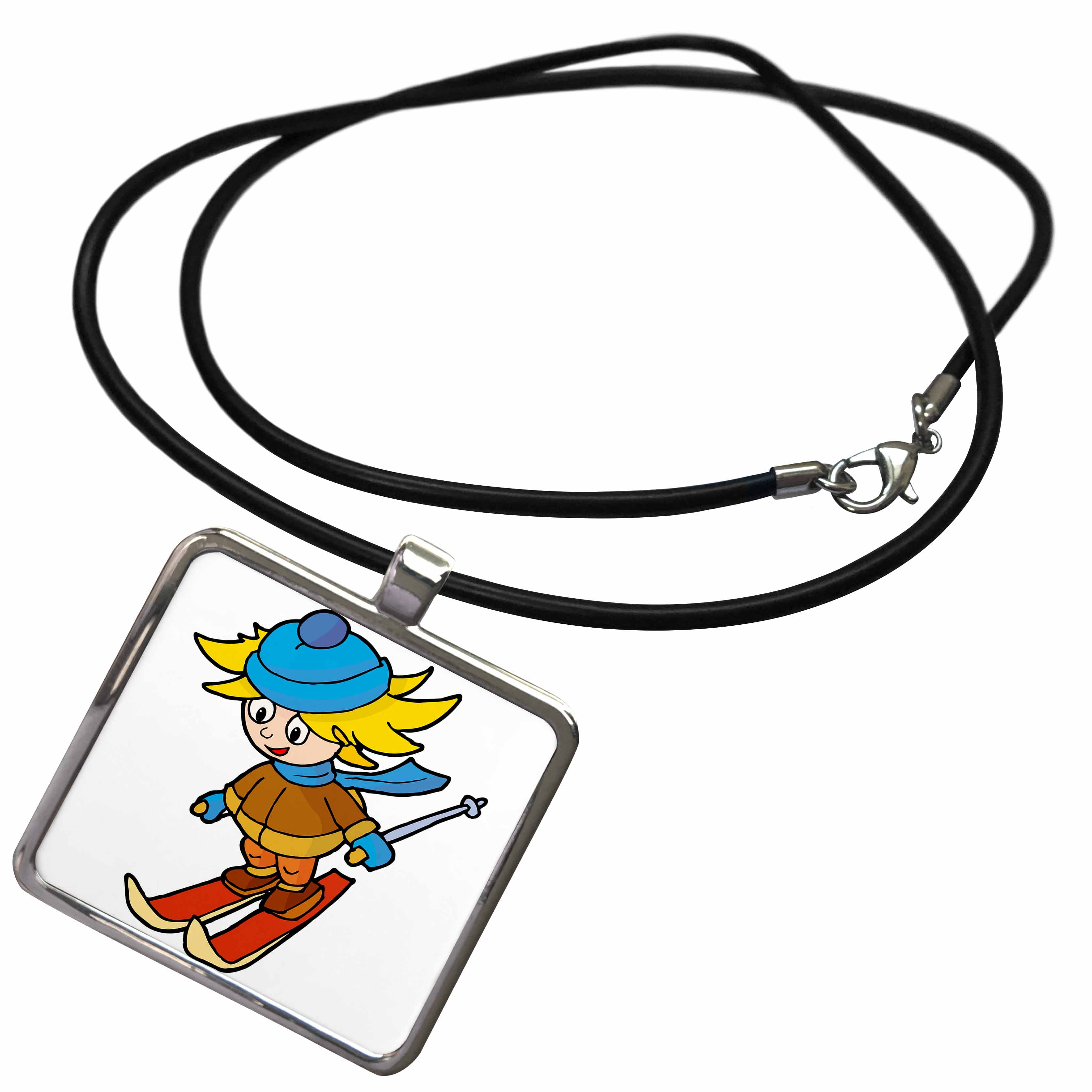 3dRose Ski boy Necklace with Pendant (ncl_41892_1)