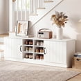 thumbnail image 4 of Costway Banc à Chaussures à 2 Portes avec Tablettes Ajustables et 6 Compartiments, Espace de Rangement Caché Blanc, 4 of 10