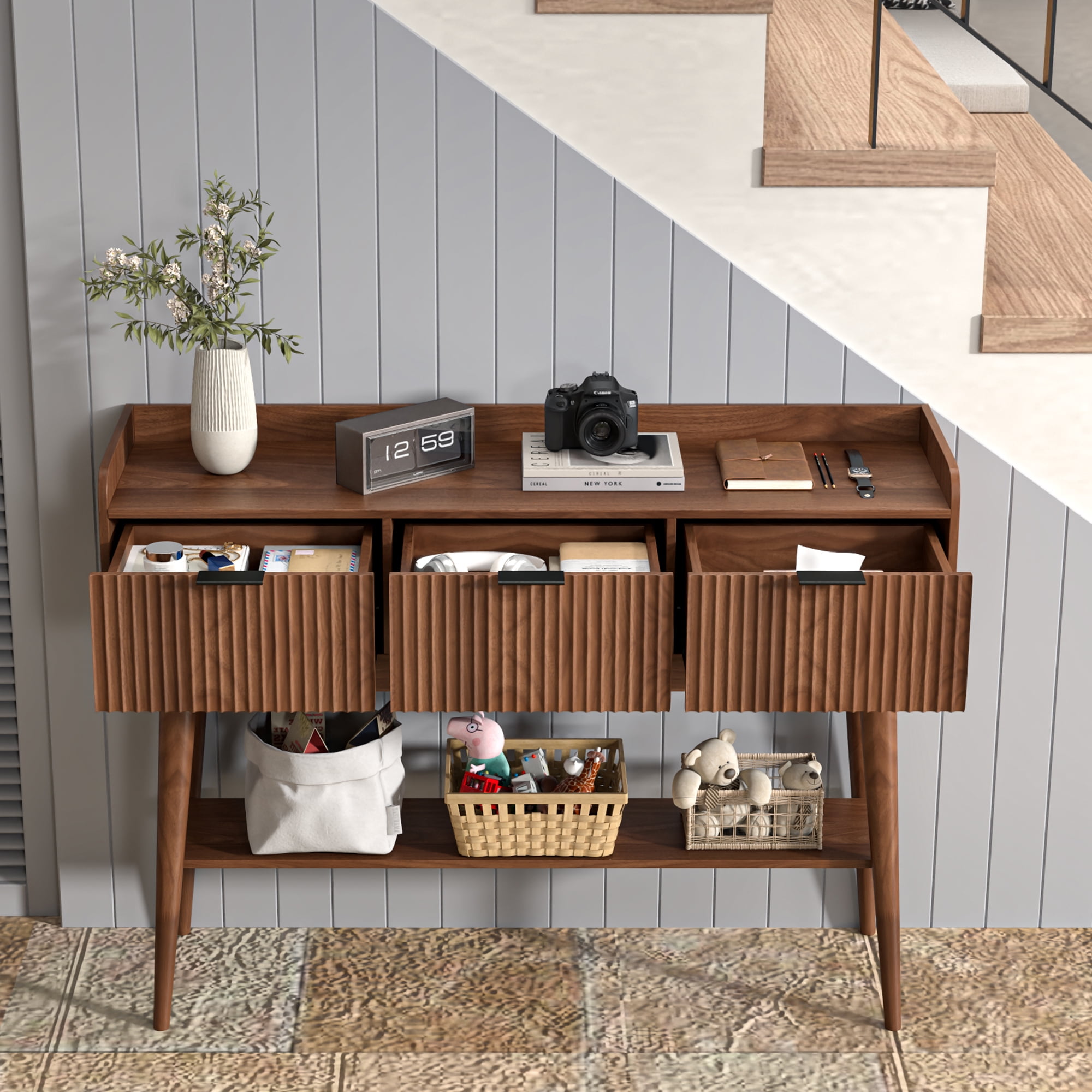 Entryway Sofa Table, Narrow Console Table, Entryway Table with 3 Drawer