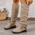 thumbnail image 2 of Tawop Womens Boots Sale Under 20 ,Womens Snow Boots Fashion Casual Winter Tall Solid Color Bow Round Toe Heel Mid Calf Womans Boots, 2 of 9