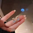 thumbnail image 4 of Fiudx Pendientes de Aro de Circonita, Delicado Conjunto de Piercings, Regalo de Moda para San Valentín, Uso Diario, Accesorio de Fiesta, Regalo para Novia., 4 of 5