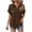 *Coffee, variant on Women's Solid Color Short Sleeve Notch Collar Button Shirt,Loose Fit Casual Blouse with Pocket Green,Womens Plus XXL