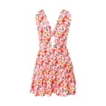 thumbnail image 3 of Coduop Women's Casual Sleeveless Mini Dress Floral Print Deep V-Neck Tie-Up Backless Short Dress, 3 of 7