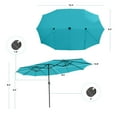 thumbnail image 3 of Costway 15 FT Twin Patio Double-Sided Umbrella 48 Solar LED Lights Crank Outdoor Turquoise, 3 of 8