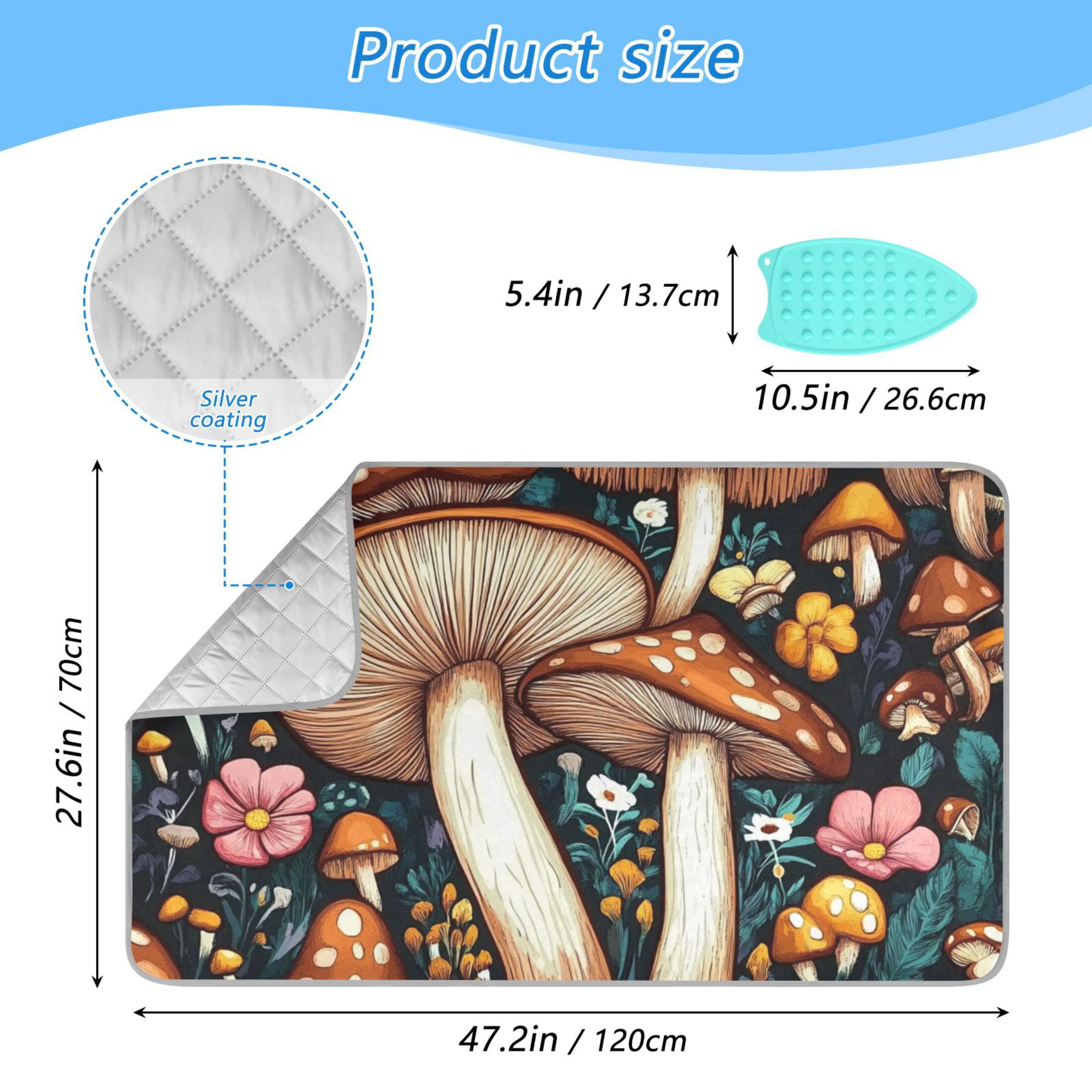 Bright Brown Mushrooms Ironing Mat Blanket for Table Top Travel Portable Ironing Board Pad 47.2x27.6 Inch