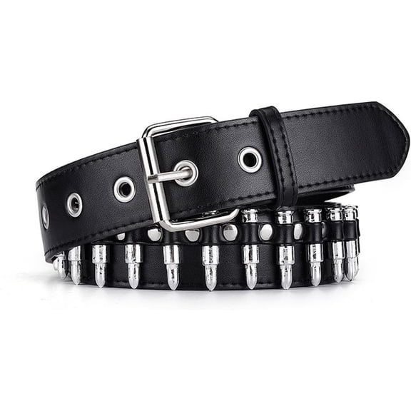 YooGuoGuo Unisex Studded Faux Leather Belt Punk Rock Style Faux Metal Bullet Rivet Belts for Women/Men Grommet Gothic Belt