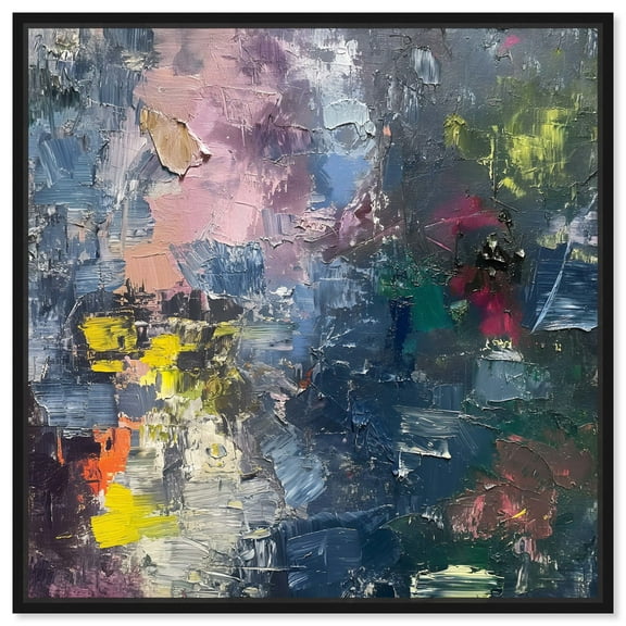 Scattered Pastel Color Abstract Canvas Wall Art by Art Remedy, Black Floater Frame, 12"x12"